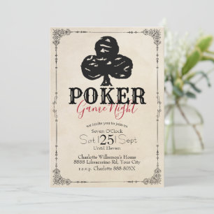 Poker Spiel Nacht im Vintage-Stil Kreuz Einladung