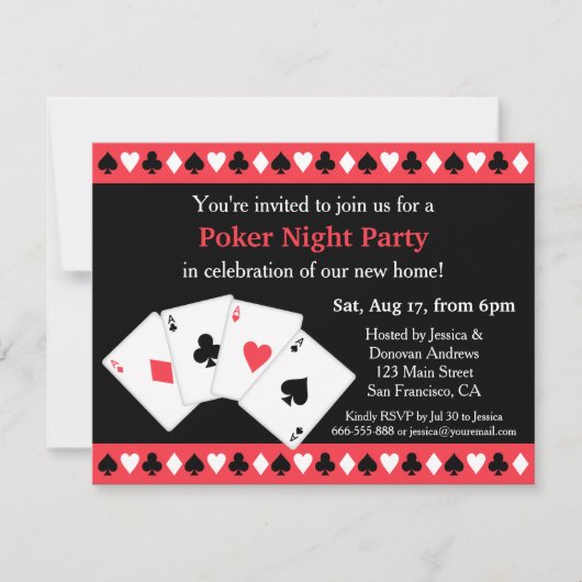 Poker-Spiel-Nachthousewarming-Party Einladungen (Vorderseite)