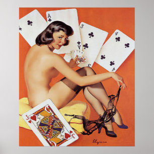 Poker, Spiel, Pin-up-Girls, Pin-up, Pin-ups Poster