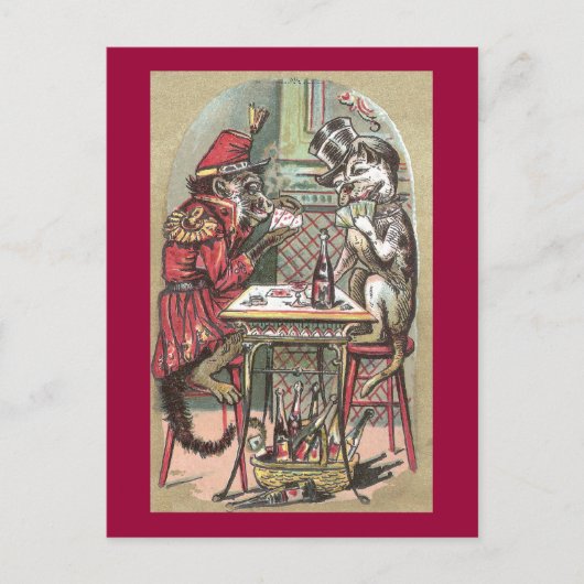 Poker-Spiel zwischen Affen und Bulldog Postkarte (Vorderseite)