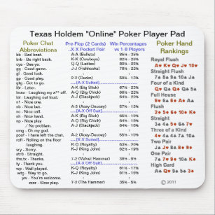 Poker-Spieler-Auflage Texas Holdem "on-line-" Mousepad
