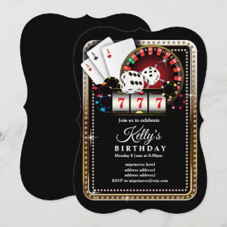 Poker Spielkarte 7 7 7, Casino Party einladen Einladung
