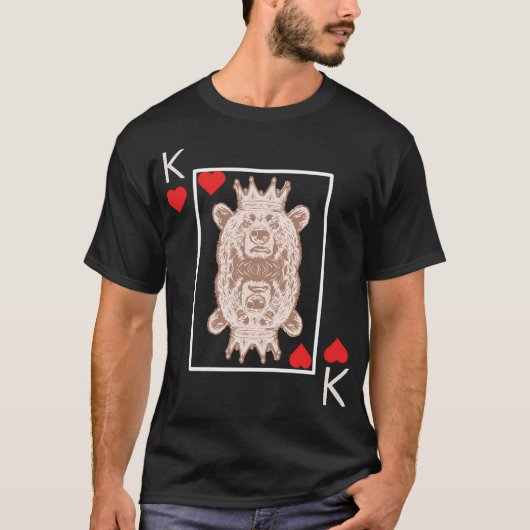 Poker-Spielkarten Bär-Design T-Shirt (Vorderseite)