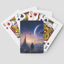 Poker Spielkarten • Sci-Fi futuristische Stadtland