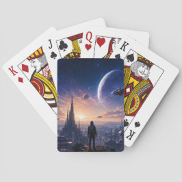 Poker Spielkarten • Sci-Fi futuristische Stadtland