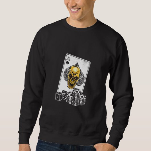 Poker Spielkarten Skull Gambling Gambler Player Sweatshirt (Vorderseite)