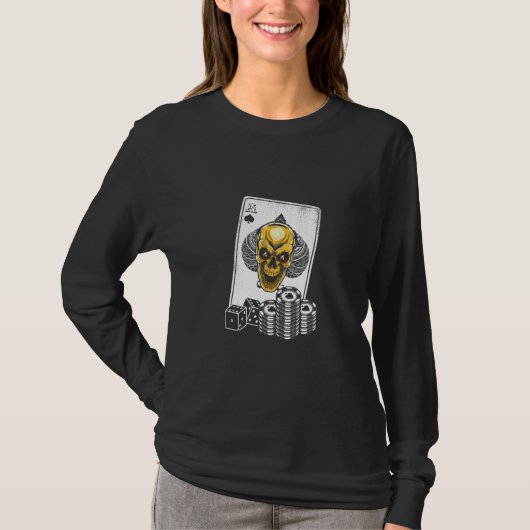 Poker Spielkarten Skull Gambling Gambler Player T-Shirt (Vorderseite)
