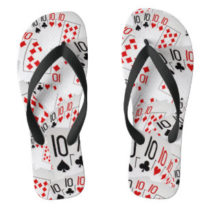 Poker Spielkarten Zehner in einem geschichteten Mu Badesandalen