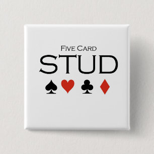 Poker-T - Shirts: "Bolzen mit fünf Karten " Button