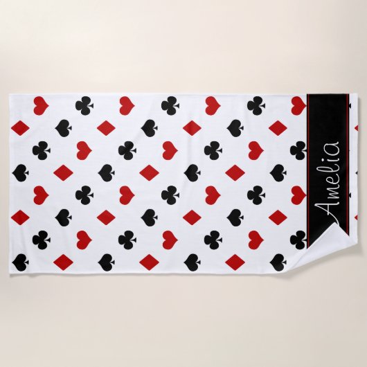 Poker-Thema | der Karten-Anzugs-| personalisiert Strandtuch (Vorderseite)