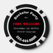 Poker Theme Bachelor Party Einladung Poker Chip (Rückseite)