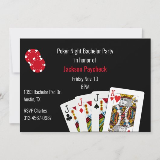 Poker Themed Bachelor Party Einladung (Vorderseite)