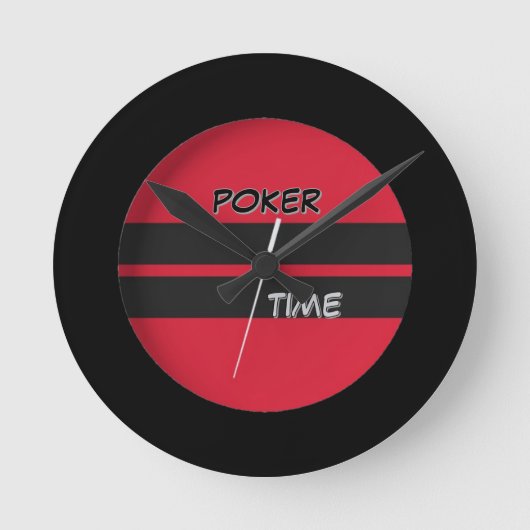 Poker Time Red Black Runde Wanduhr (Vorderseite)