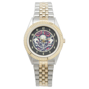 Poker-Totenschädel Armbanduhr
