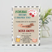 Poker- und Beer-Baby-Dusche Einladung (Stehend Vorderseite)