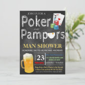 Poker- und Bier-Babydusche Einladung (Stehend Vorderseite)