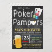 Poker- und Bier-Babydusche Einladung (Vorne/Hinten)