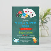 Poker und Windeln Party Einladung (Stehend Vorderseite)