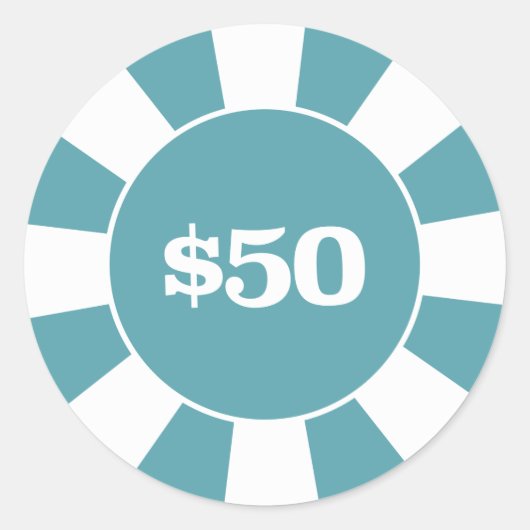 Poker Untersetzer 50 Blau Runder Aufkleber (Vorderseite)