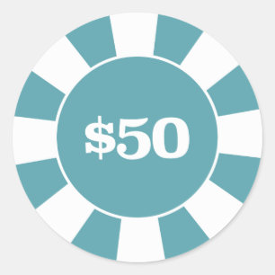 Poker Untersetzer 50 Blau Runder Aufkleber