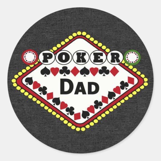 Poker Vater Runder Aufkleber (Vorderseite)