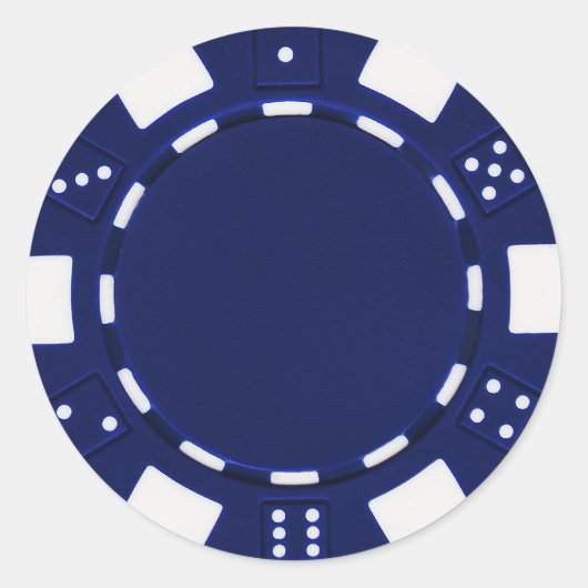 Pokerchip-Aufkleber blau Runder Aufkleber (Vorderseite)
