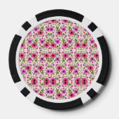Pokerchips mit einem lebendigen rosa Blumenmuster  (Rückseite)
