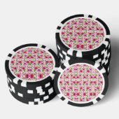 Pokerchips mit einem lebendigen rosa Blumenmuster  (Stapel)