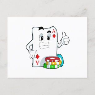 Pokerkarte mit Pokerchips Postkarte