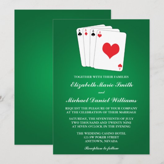 Pokerkarten Einladung zur Hochzeit (Vorne/Hinten)