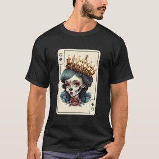 Pokerkarten Königin der Spades Creepy Gothic Card T-Shirt