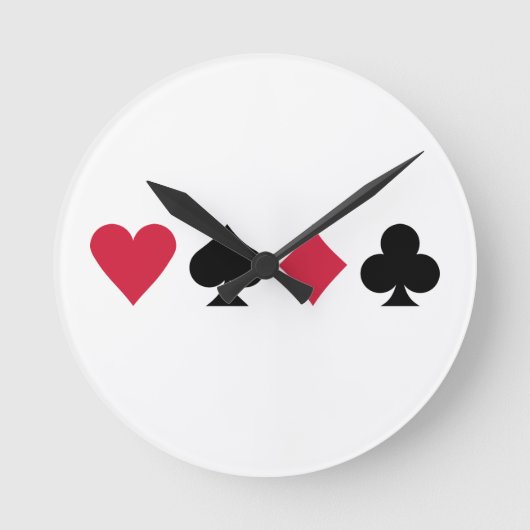 Pokerkarten Runde Wanduhr (Vorderseite)