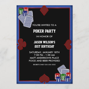 Pokerparty-Geburtstags-Pokerparty-Einladungen Einladung