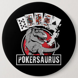 Pokersaurus Casino Poker T Rex Dinosaurier Gamblin Button