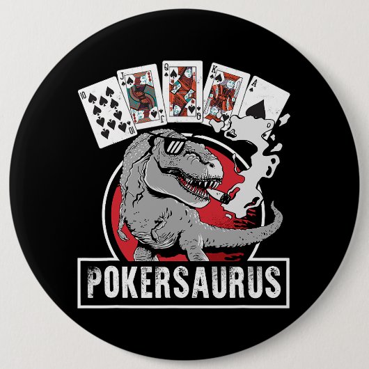 Pokersaurus Casino Poker T Rex Dinosaurier Gamblin Button (Vorderseite)