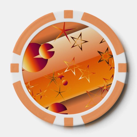 Pokerspiel-Chips mit orangefarbenem abstraktem Des Pokerchips (Vorderseite)
