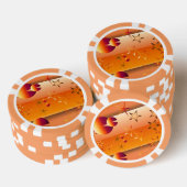 Pokerspiel-Chips mit orangefarbenem abstraktem Des Pokerchips (Stapel)