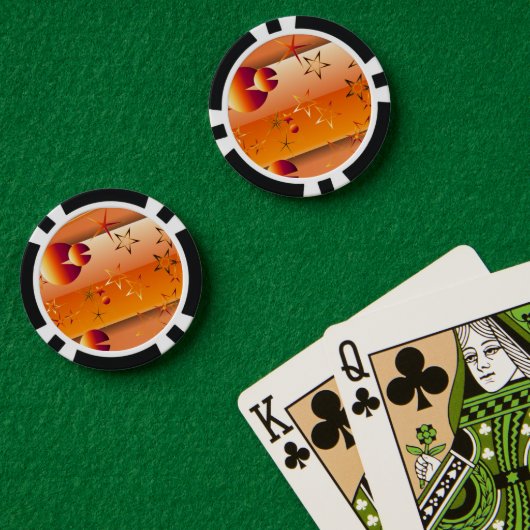 Pokerspiel-Chips mit orangefarbenem abstraktem Des Pokerchips (Pokertisch (doppelt))