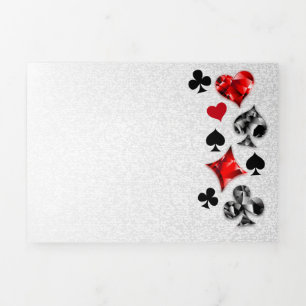 Pokerspieler Glücksspieler Spielkartensymbole Las  Dreifach Gefaltete Einladung