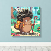 Pokey Porcupine | Niedlicher Cartoon Kids Kinderzi Leinwanddruck (Insitu (Holzboden))