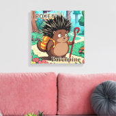 Pokey Porcupine | Niedlicher Cartoon Kids Kinderzi Leinwanddruck (Insitu (Wohnzimmer))