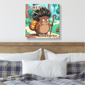 Pokey Porcupine | Niedlicher Cartoon Kids Kinderzi Leinwanddruck (Insitu (Schlafzimmer))