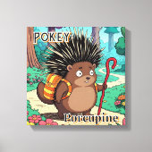 Pokey Porcupine | Niedlicher Cartoon Kids Kinderzi Leinwanddruck (Vorderseite)