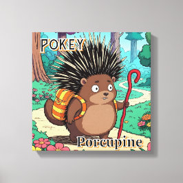 Pokey Porcupine | Niedlicher Cartoon Kids Kinderzi Leinwanddruck