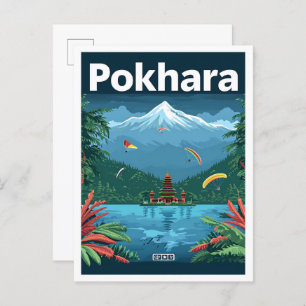Pokhara Nepal Vintage Kunstreise mit dem Ausland Postkarte
