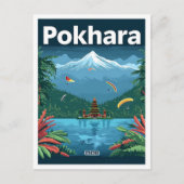 Pokhara Nepal Vintage Kunstreise mit dem Ausland Postkarte (Vorderseite)