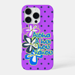 Pokii Hawaiian Aloha Hibiscus Polka Dot Violett iPhone 16 Pro Hülle