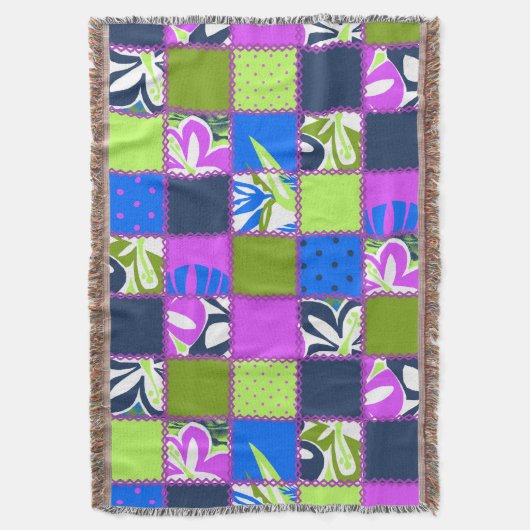 Pokii Hawaiian Floral and Dot Patchwork Blankets Decke (Vorderseite Vertikal)