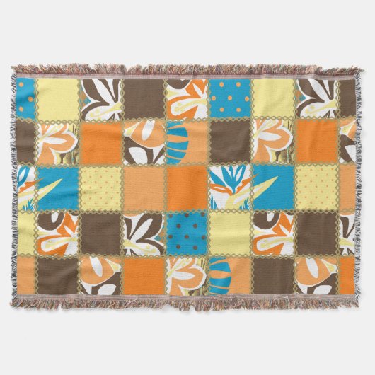 Pokii Hawaiian Floral and Dot Patchwork Blankets Decke (Vorderseite)