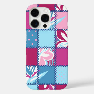Pokii Hawaiian Floral and Dot Patchwork Pink iPhone 16 Pro Hülle